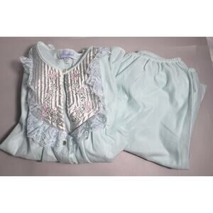 Vintage Stardust 2 Piece Pajama Set large Aquamarine Nylon Romantic
